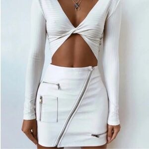 I.AM.GIA Courtney Asymmetric Mini Skirt In White